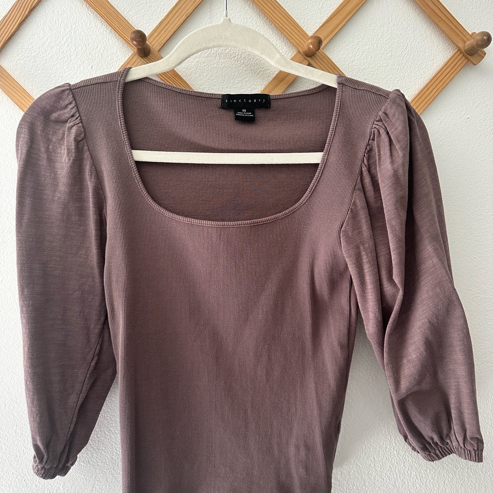 Sanctuary Mauve Puff Sleeve Blouse